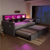 Flieks Daybett, LED Polsterbett 90/180x190cm mit Ausziehbett, Staufächern und Aufladen Bild 4