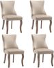 Esszimmerstuhl Samt mit Knopfsteppung & Ziernägeln, 50x45x91 cm, Beige, 4er-Set Bild 3