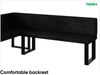 MEBLINI Eckbank für Esszimmer mit ausziehbarem Tisch - Küchenbank - Essecke - Sitzecke Küche - TONI - U-Beine 142x196x87cm Links - Graphit Samt/B Schwarz Hochgl. Bild 5