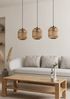 Eglo 43217 NATURE Pendelleuchte BORDESLEY Stahl schwarz, Holz natur E27 3X28W L:91cm B:21cm H:110cm dimmbar Bild 3