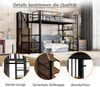 Hochbett 90*200, mit Sicherheitstreppe, Stauraum und kleinem Kleiderschrank, Einlegeb?den, hohes Zaundesign, Einzelbett, Jugendbett, schwarz Bild 4