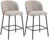 HOMCOM Barhocker Küchenstühle mit Fußstütze, Lehne, Leinen-Optik, Stahlgestell (Tresenhocker, 2 St, Barstuhl), für Küche, Wohnzimmer, Esszimmer Hellgrau Bild 2