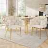 2 Samtstühle Set, 44x41x74 cm, Beige mit vergoldeten Beinen, Bubble Design Bild 2