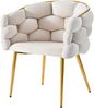2 Samtstühle Set, 44x41x74 cm, Beige mit vergoldeten Beinen, Bubble Design Bild 5