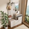 Merax Garderoben-Set mit Spiegel, Schuhschrank & Sitzkissen, (Garderobenkombination Möbelset für Eingangsbereich, 1-St, 110 x 185,5 x 37 cm), Flurgarderobe mit Soft-Close Türen, Regalen, Haken & Schublade Bild 4