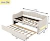 Merax Daybett, 90x200cm Tagesbett mit ausziehbarem Bett, Schlafsofa, Einzelbett(Ohne Matratze), Ambiente-Licht-Design, Leinen, minimalistisches Styling, beige Bild 4