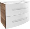 FACKELMANN VERONA Waschbecken mit Unterschrank 80 cm breit, Weiß/Braun Dunkel, Waschbecken Gussmarmor Weiß Bild 1