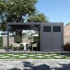 Weide Anbau-Gartenhaus 3x2 m Gerätehaus aus Aluminium & WPC in Anthrazit & Teak Bild 2