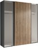 Schiebetürenschrank >Berno< 2 Türen, in Grau / Eiche Dekor - 170x195,5x57,2cm (BxHxT) Bild 3