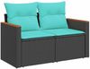 vidaXL 7-tlg. Garten-Sofagarnitur mit Kissen Schwarz Poly Rattan 3325921 Bild 5