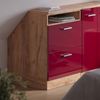 Küchenschrank für Dachschrägen R-Line Rot Hochglanz 60 cm mit 2 Schubladen, Schrankkorpus 60 cm Tiefe Vicco Bild 4