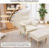 Merax Relaxsessel mit Hocker, 5-fach verstellbarer Liegesessel Lesesessel (85 × 78,5 × 112 cm, 1-St, Relaxsessel inkl. Hocker), Polstersessel mit Kissen & Massivholzbeinen, Loungesessel aus Leinen Bild 4