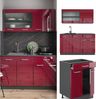 Singleküche R-Line Rot Hochglanz/Anthrazit 140 cm , AP Marmor Vicco Bild 2