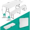 TLGREEN Bierzeltgarnitur Klappbar 3-teilig, 1 Biertisch + 2 Bierbank, (Wetterfest Gartenmöbel Set mit Tragegriff, HDPE+Stahlrohr Campingtisch Outdoor), für Grillveranstaltung/Camping/Gartenparty (Bis zu 10 Personen) Bild 2