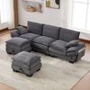 Modulares 3-Sitzer Sofa B 260 x T 132 x H 84 cm aus Cord mit 2 Hockern & USB-C Bild 4