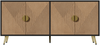 Sideboard 160x40x75 cm, Schwarz-Holzoptik, 4 Türen, goldene Griffe, Soft-Close Bild 5