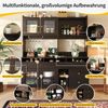 Sideboard mit Changhong-Glastüren & Weinregal, 145 x 39 x 171 cm, Schwarz Bild 4