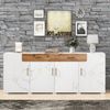 Sideboard 208 x 39,5 x 80 cm mit 4 Türen und 2 Schubladen – weißer Aufbewahrungsschrank mit viel Stauraum Bild 2