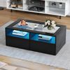 Couchtisch mit Glasplatte, LED-Beleuchtung & 2 Schubladen, 100 x 50 x 35 cm, Schwarz Bild 4