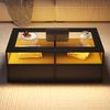 Couchtisch mit Glasplatte, LED-Beleuchtung & 2 Schubladen, 100 x 50 x 35 cm, Schwarz Bild 2