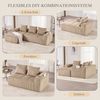 Sofa 253 x 158 x 61 cm in Khaki – modulares Kompaktsofa aus Cord mit Seitenfächern, Becherhaltern und 3 Kissen Bild 5