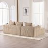 Sofa 253 x 158 x 61 cm in Khaki – modulares Kompaktsofa aus Cord mit Seitenfächern, Becherhaltern und 3 Kissen Bild 4