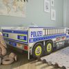 Kids Collective Autobett Kinderbett Jugendbett 80x160, Polizei mit Rausfallschutz Polizeiauto, mit Lattenrost, 160 x 80 cm, mit Matratze, Polizist Spielbett Bild 2