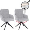 2er-Set Esszimmerstuhl HWC-Q36, Küchenstuhl drehbar Auto-Return, Stoff Chenille (680g/m²) Öko-Tex Metall MVG ~ beige Bild 1