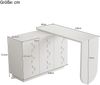 Schreibtisch, Drehbarer L-förmiger Eck-Computertisch, Bürotisch, Frisiertisch, Holz, Weiß, 110 cm Bild 2