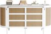Bett 140x200 Klappbett Wandbett Rattan Staufächer Weiß/Naturholz Platzsparend Bild 5