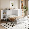 Bett 140x200 Klappbett Wandbett Rattan Staufächer Weiß/Naturholz Platzsparend Bild 1