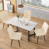Merax Essgruppe, (Set, 5-tlg, Tisch mit 4 Stühlen), Esstisch und 4 Esszimmerstuhl Set Polsterstühle Küchetisch Marmoroptik, Beige Bild 2
