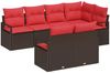 vidaXL Gartensofa-set mit Kissen 7 pcs Braun und Rot Poly-Rattan 3355093 Bild 2