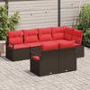 vidaXL Gartensofa-set mit Kissen 7 pcs Braun und Rot Poly-Rattan 3355093 Bild 3