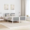 vidaXL Bettgestell Weiß und Hellgrau 135 x 190 cm Massivholz Kiefer 878483 Bild 4