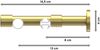 Rundrohr-Innenlauf-Gardinenstangen-Set Prestige Santo 180 cm, 2-läufig, 20 mm Ø Messing-Optik Bild 2