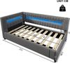Daybett 90×200 cm mit LED, hydraulischem Bettkasten, USB-C/USB, Leinen Grau, ohne Matratze Bild 5