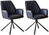 Armlehnstuhl 2er Set Polyurethanoptik Dunkelblau 360° Drehgestell 59 x 63 x 89 Bild 4