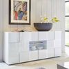 Dmora Kommode Zerba, Wohnzimmerbuffet, Wohnzimmer-Sideboard, Moderne Küchen-Speisekammer, Made in Italy, 181x43 h84 cm, Glänzendes Weiß Bild 2