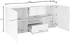 Dmora Kommode Zerba, Wohnzimmerbuffet, Wohnzimmer-Sideboard, Moderne Küchen-Speisekammer, Made in Italy, 181x43 h84 cm, Glänzendes Weiß Bild 3