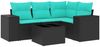 vidaXL 5-teiliges Gartensofa-Set mit Kissen, schwarzes Polyrattan 3222516 Bild 2