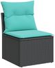 vidaXL 5-teiliges Gartensofa-Set mit Kissen, schwarzes Polyrattan 3222516 Bild 3