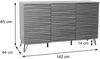 Sideboard HWC-M49, Schrank Kommode Highboard, 3D-Design Staufächer, MDF Metall 85x142x44cm ~ Walnuss-Optik Bild 3