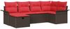 vidaXL Gartensofa-set mit Kissen 6 pcs Braun und Rot Poly-Rattan 3358883 Bild 2