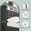 Merax Polsterbett 90x200cm, Einzelbett mit aufladen USB Ladefunktion Kopfteil und LED-Beleuchtung und 2 Schubladen, Grau Bild 5
