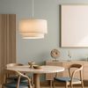 Smart LED Pendelleuchte, Textil beige, H 150 cm Bild 2