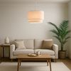 Smart LED Pendelleuchte, Textil beige, H 150 cm Bild 3