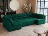 Ecksofa, Sofa big XXL, Wellenfedern, Wohnlandschaft XXL, mit Schlaffunktion - COMODO U - Dunkelgrün Velours Bild 2