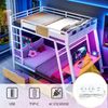 Merax Etagenbett 90×200cm, Kinderbett integrierter Gaming-Schreibtisch mit Steckdosen, USB- und Type-C-Anschlüssen, mit LED-Lichtband, zwei Aufbewahrungskörben, Weiß Bild 5