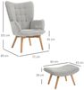 HOMCOM Relaxsessel Ohrensessel mit Hocker, Polstersessel in Cord-Optik (Loungesessel, 2-St, Armlehnstuhl), für Wohnzimmer, Grau Bild 2